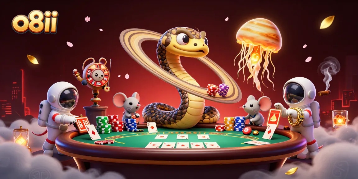 Experience thrilling bets on o8ii's roulette-themed cosmic casino with unique 3D elements.