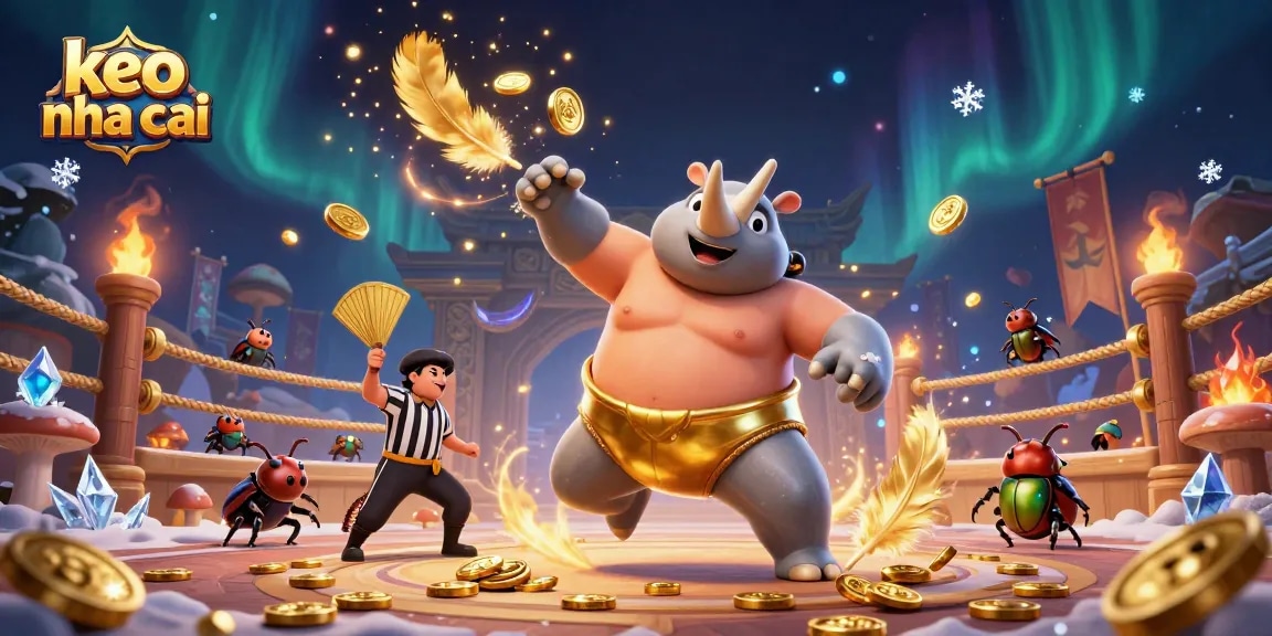 Engage in thrilling betting with keo nha cai as the sumo champion beetle showcases a powerful stomp!