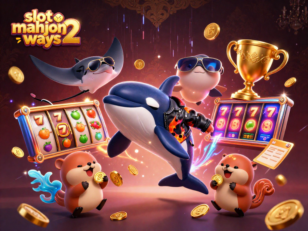 Experience the thrill with slot mahjong ways 2 in this vibrant casino-themed illustration featuring a dynamic scene.