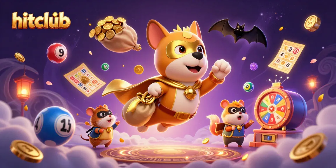 Experience the excitement of hitclub with vibrant casino-themed illustration featuring dynamic characters and gaming elements.