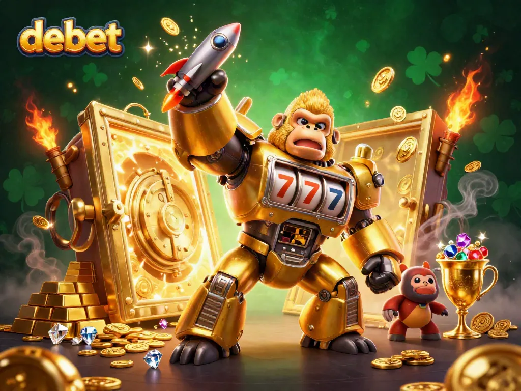 Engage in thrilling gameplay at debet, where the golden gorilla mech embodies casino excitement.