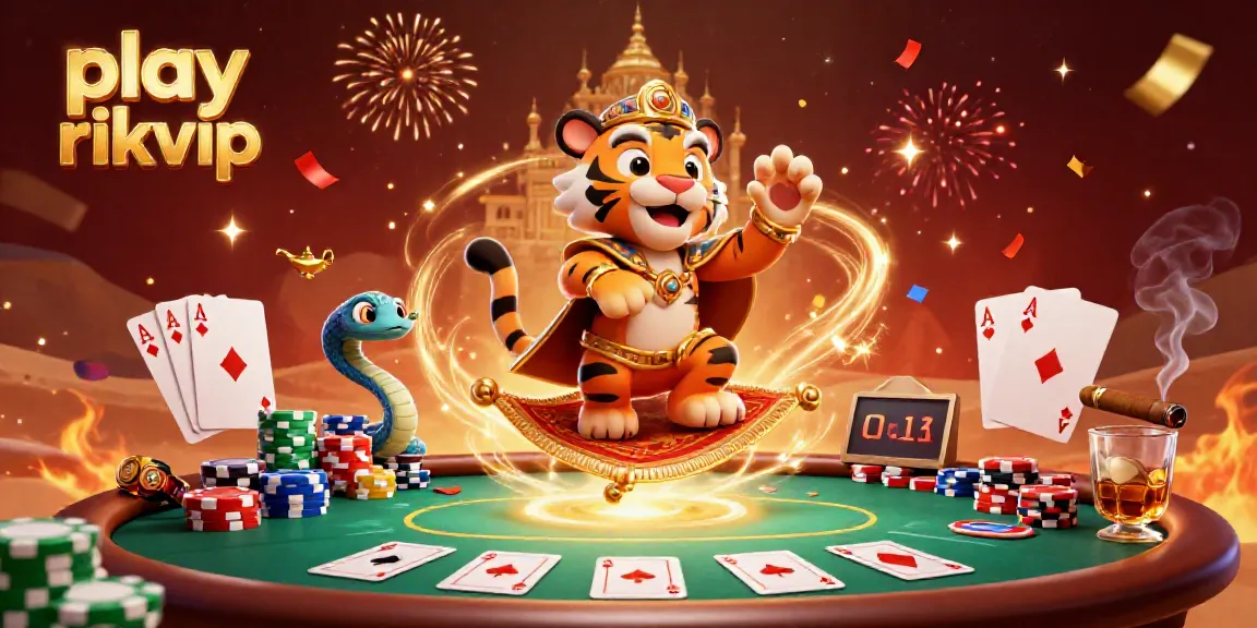 Experience the thrill to play rikvip in a vibrant casino atmosphere with a tiger sultan and gaming elements.