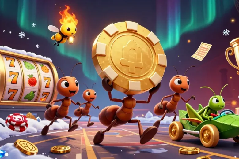 Engage with the thrilling sun win adventure as ants steal a massive poker chip amidst dynamic gaming elements.